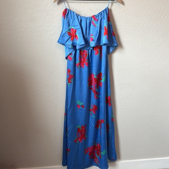 SUGARLIPS Aina Tropics Nonna Strapless Satin Maxi Dress XS - Picture 8 of 9